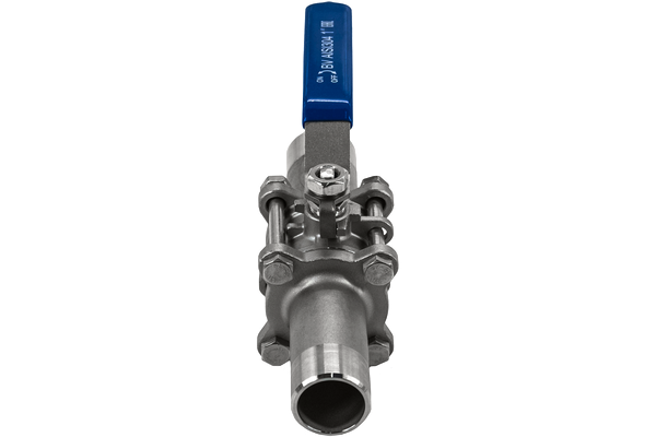 Кран шаровый приварной трехсоставной нержавеющий (3PC), AISI304 DN25 (1"), (CF8), PN64