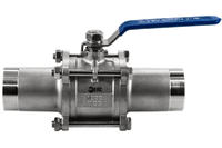 Кран шаровый приварной трехсоставной нержавеющий (3PC), AISI304 DN50 (2"), (CF8), PN40