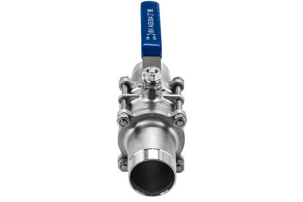 Кран шаровый приварной трехсоставной нержавеющий (3PC), AISI304 DN50 (2"), (CF8), PN40