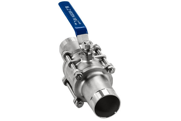 Кран шаровый приварной трехсоставной нержавеющий (3PC), AISI304 DN50 (2"), (CF8), PN40