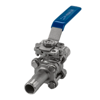 Кран шаровый приварной трехсоставной под привод нержавеющий (3PС), AISI304 DN15 (1/2"), (CF8),PN64