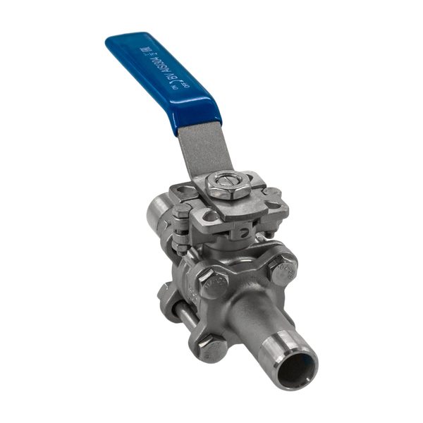 Кран шаровый приварной трехсоставной под привод нержавеющий (3PС), AISI304 DN15 (1/2"), (CF8),PN64