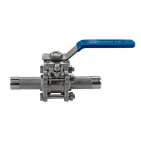 Кран шаровый приварной трехсоставной под привод нержавеющий (3PС), AISI304 DN15 (1/2"), (CF8),PN64