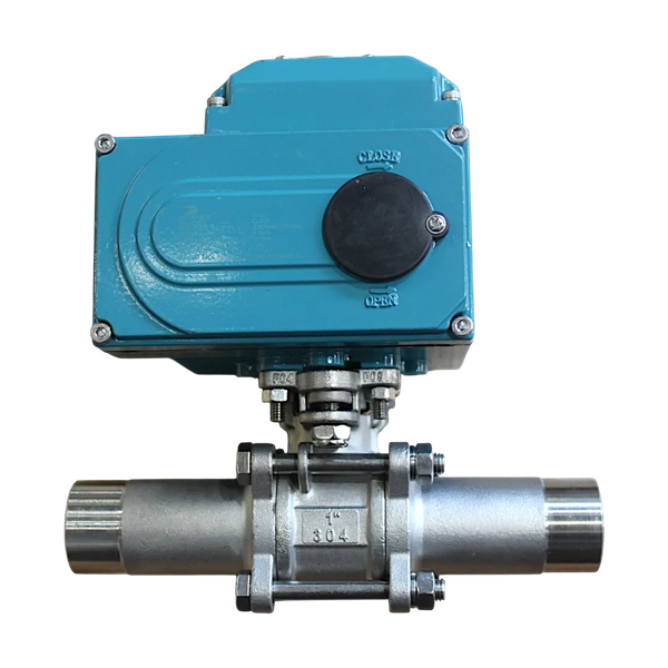 Кран шаровый приварной, AISI304 DN25 (1"), с электроприводом AC 24V (C-03)