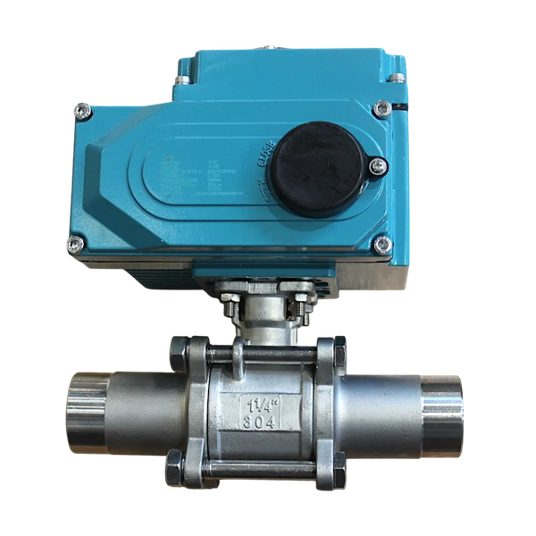 Кран шаровый приварной, AISI304 DN32 (1_1/4"), с электроприводом AC 220V (C-05)