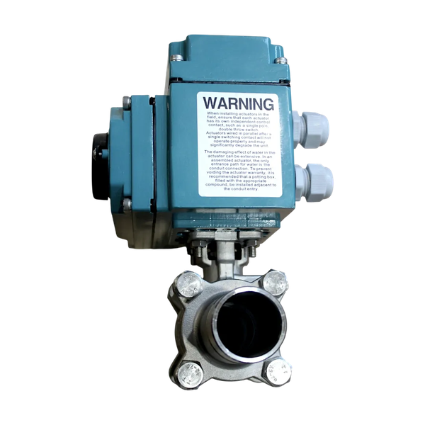 Кран шаровый приварной, AISI304 DN32 (1_1/4"), с электроприводом AC 24V (C-05)