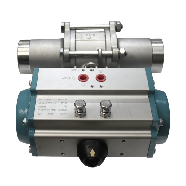 Кран шаровый приварной, AISI304 DN50 (2"), с двухсторонним пневмоприводом AT83D
