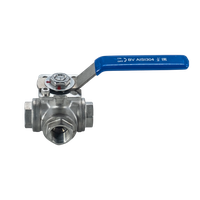Кран шаровый трехходовой (L-тип) нержавеющий, AISI304 DN15 (1/2"), (CF8), PN64