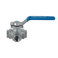 Кран шаровый трехходовой (T-тип) нержавеющий, AISI304 DN15 (1/2"), (CF8), PN64