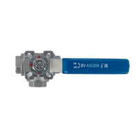 Кран шаровый трехходовой (T-тип) нержавеющий, AISI304 DN15 (1/2"), (CF8), PN64