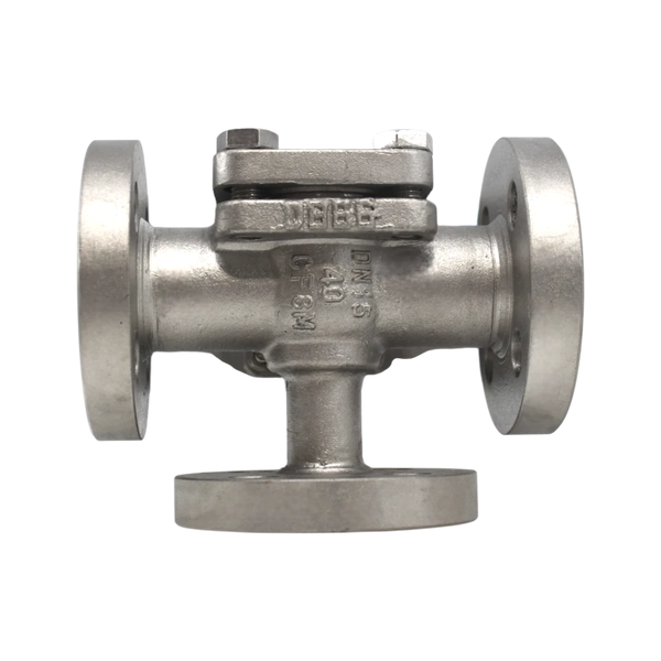 Кран шаровый трехходовой (T-тип) фланцевый, AISI316 DN100, PN16 с односторонним пневмоприводом AT140