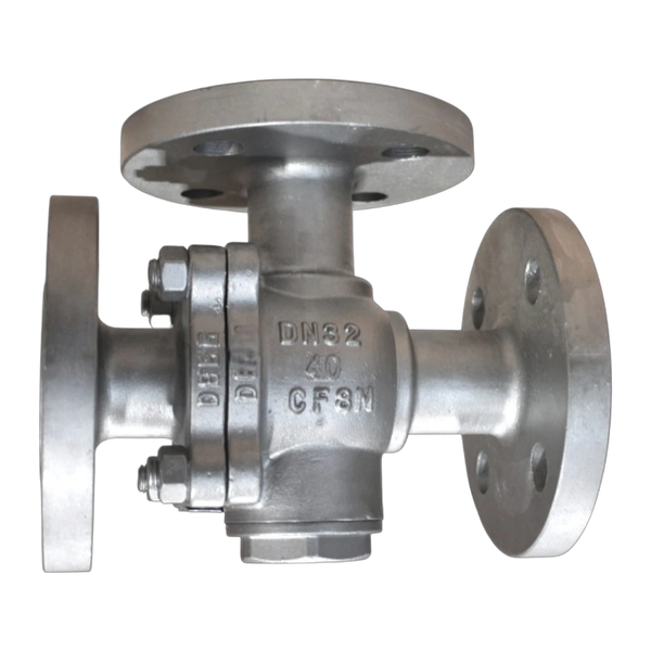 Кран шаровый трехходовой (T-тип) под привод фланцевый нержавеющий, AISI316 DN32, (CF8M), PN40