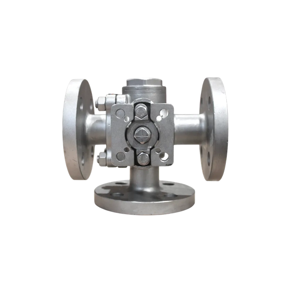 Кран шаровый трехходовой (T-тип) под привод фланцевый нержавеющий, AISI316 DN32, (CF8M), PN40