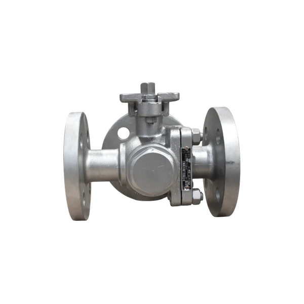 Кран шаровый трехходовой (T-тип) под привод фланцевый нержавеющий, AISI316 DN32, (CF8M), PN40