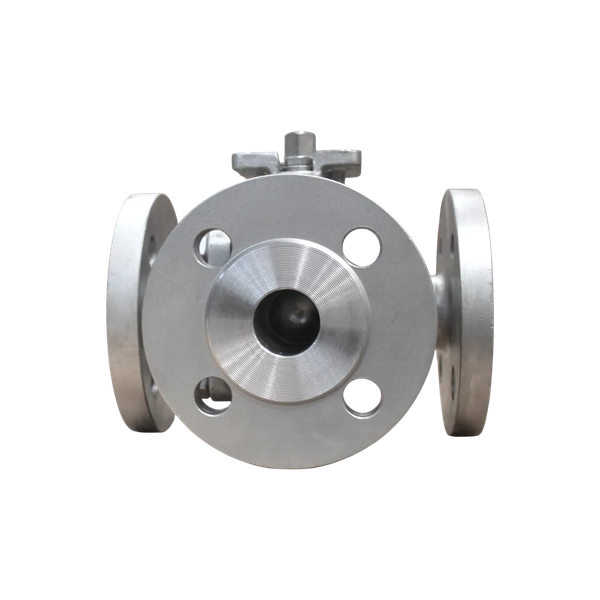 Кран шаровый трехходовой (T-тип) под привод фланцевый нержавеющий, AISI316 DN32, (CF8M), PN40