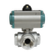 Кран шаровый трёхходовой T-тип, AISI304 DN32 (1_1/4"), с односторонним пневмоприводом AT52S