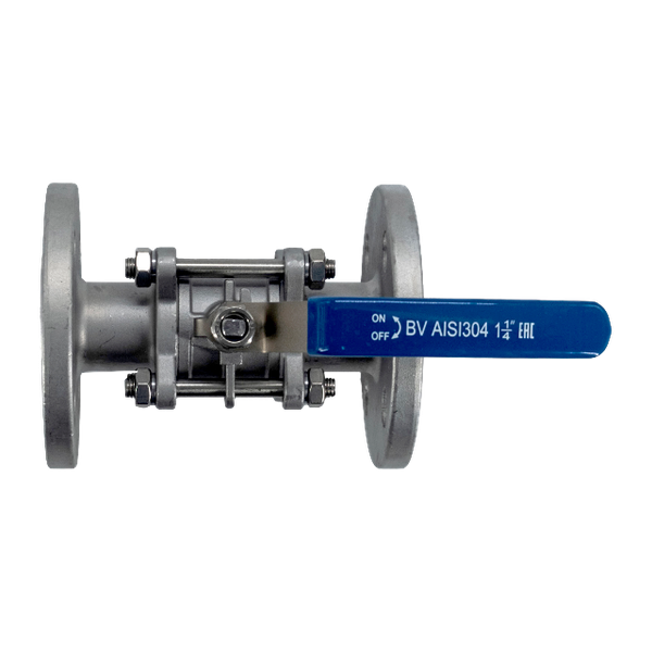 Кран шаровый фланцевый трехсоставной нержавеющий (3PC), AISI304 DN32  (1_1/4"), (CF8), PN40