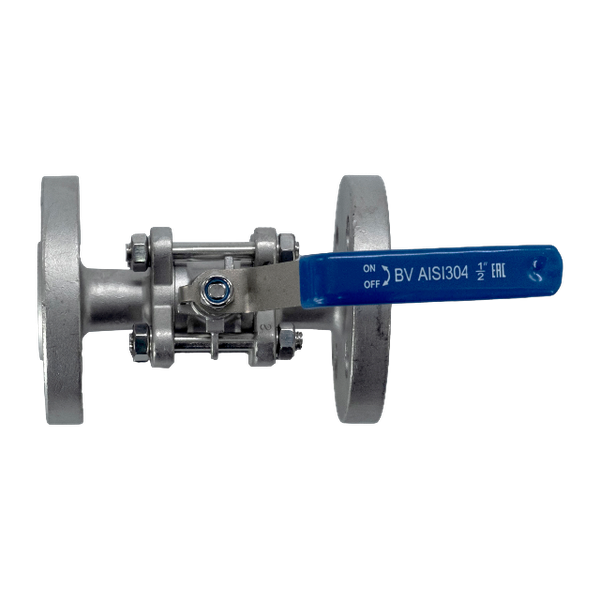 Кран шаровый фланцевый трехсоставной нержавеющий (3PC), AISI304 DN15 (1/2"), (CF8), PN40