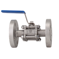 Кран шаровый фланцевый трехсоставной нержавеющий (3PC), AISI304 DN20 (3/4"), (CF8), PN40