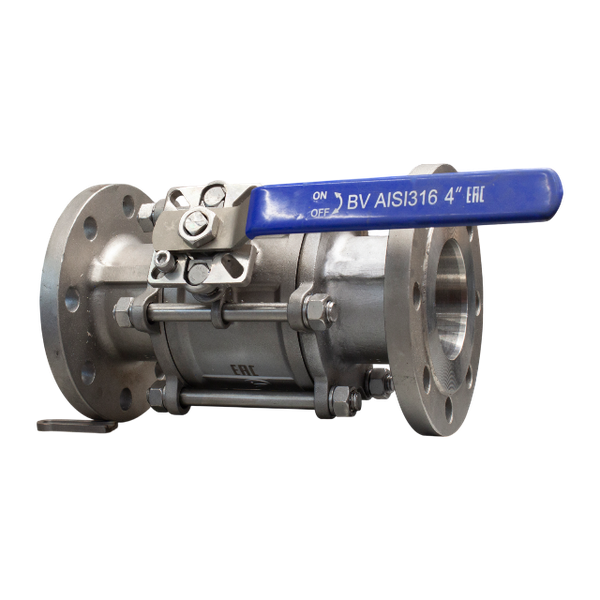 Кран шаровый фланцевый под привод нержавеющий (3PC), AISI316TI DN 100 (4"), PN40