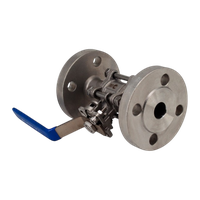 Кран шаровый фланцевый под привод нержавеющий (3PC), AISI304 DN20 (3/4"), (CF8), PN40