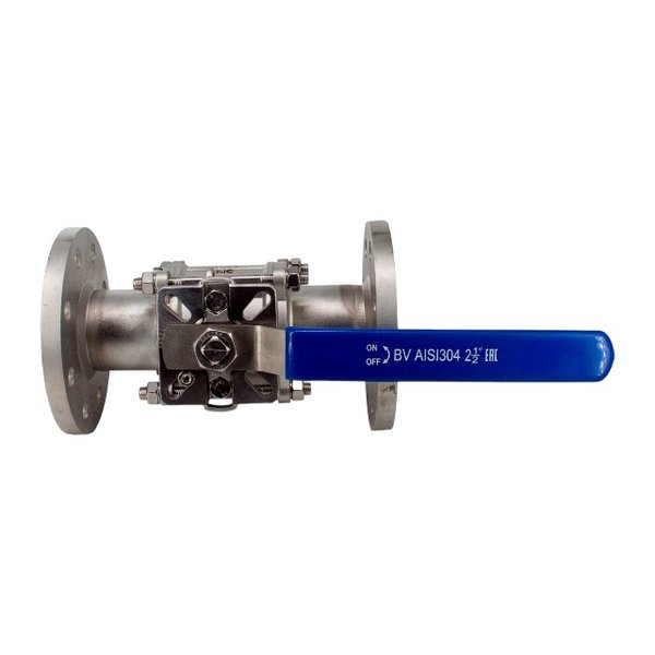 Кран шаровый фланцевый под привод нержавеющий (3PC), AISI304 DN65 (2_1/2"), (CF8), PN40