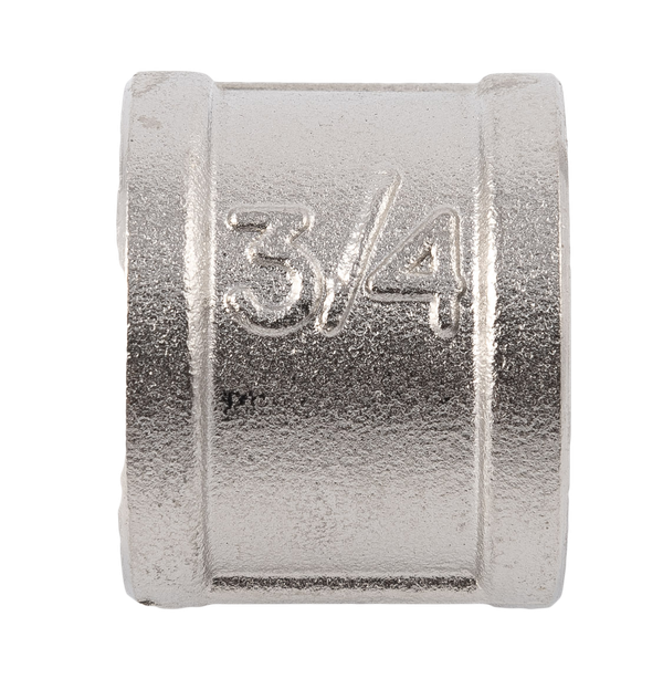 Муфта латунная никелированная, DN20 (3/4"), PN40