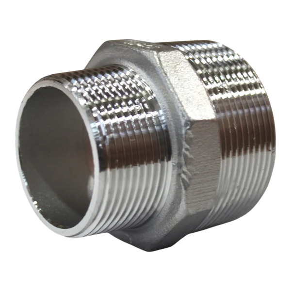 Ниппель резьбовой переходной нержавеющий,  AISI304 DN50 х DN40 ( 2" х 1_1/2"), (CF8), PN16