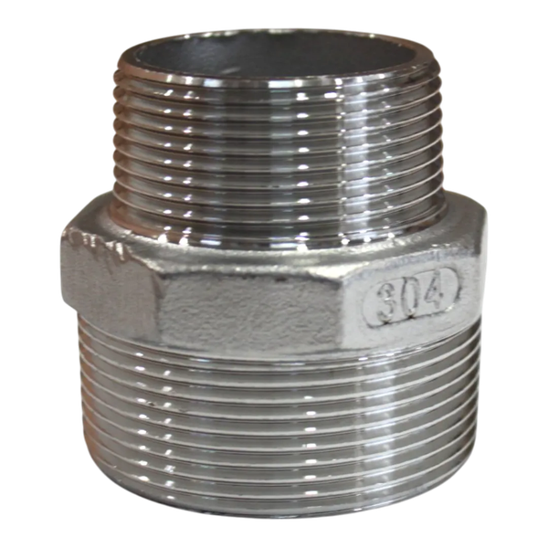 Ниппель резьбовой переходной нержавеющий,  AISI304 DN50 х DN40 ( 2" х 1_1/2"), (CF8), PN16