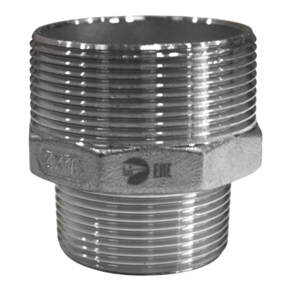 Ниппель резьбовой переходной нержавеющий,  AISI304 DN50 х DN40 ( 2" х 1_1/2"), (CF8), PN16