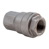 Обратный клапан муфтовый прямой нержавеющий, AISI304 DN10 (3/8"), (CF8), PN64