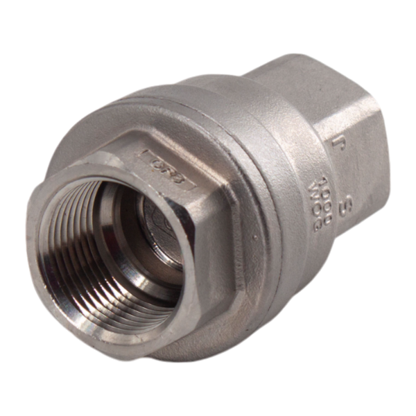 Обратный клапан муфтовый прямой нержавеющий, AISI304 DN20 (3/4"), (CF8), PN64
