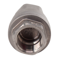 Обратный клапан муфтовый прямой нержавеющий, AISI304 DN20 (3/4"), (CF8), PN64