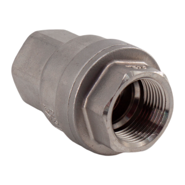 Обратный клапан муфтовый прямой нержавеющий, AISI304 DN20 (3/4"), (CF8), PN64
