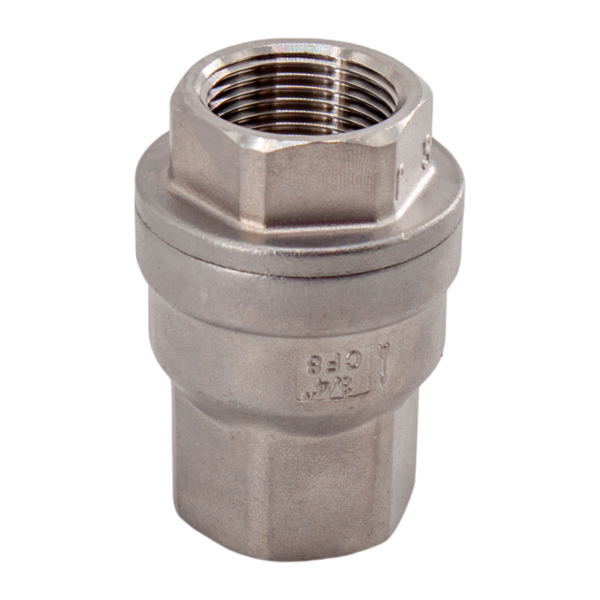 Обратный клапан муфтовый прямой нержавеющий, AISI304 DN20 (3/4"), (CF8), PN64