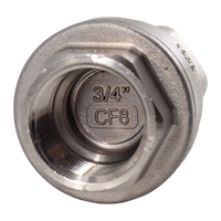 Обратный клапан муфтовый прямой нержавеющий, AISI304 DN20 (3/4"), (CF8), PN64