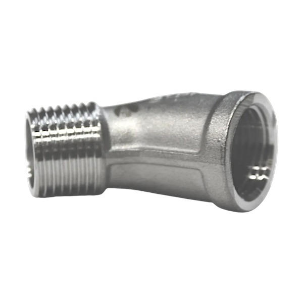 Отвод резьбовой нр/вр 45° нержавеющий, AISI304 DN15 (1/2"), (CF8), PN16