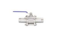 Кран шаровый приварной трехсоставной нержавеющий (3PC), AISI304 DN32 (1_1/4"), (CF8), PN40