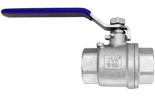 Кран шаровый муфтовый двусоставной нержавеющий (2PC), AISI316 DN32 (1_1/4"), (CF8M), PN40