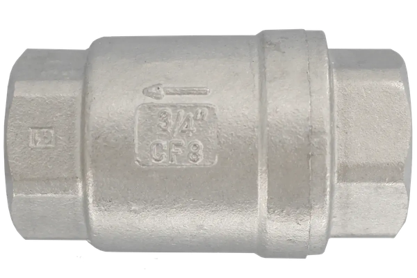 Обратный клапан муфтовый прямой нержавеющий, AISI304 DN20 (3/4"), (CF8), PN64