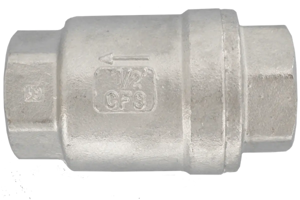 Обратный клапан муфтовый прямой нержавеющий, AISI304 DN15 (1/2"), (CF8), PN64