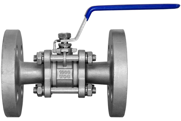 Кран шаровый фланцевый трехсоставной нержавеющий (3PC), AISI304 DN15 (1/2"), (CF8), PN16