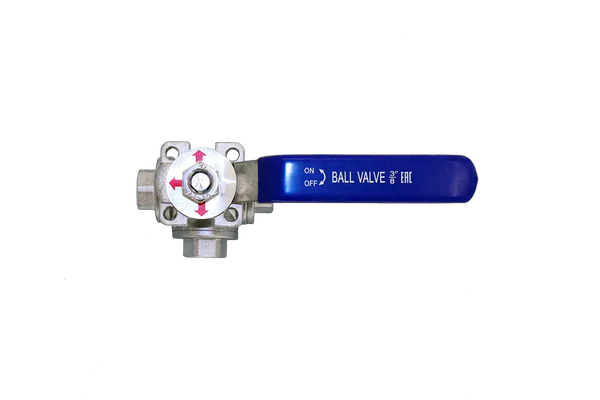 Кран шаровый трехходовой (T-тип) нержавеющий, AISI316 DN10 (3/8"), (CF8M), PN64