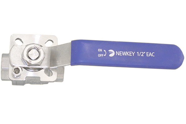 Кран шаровый муфтовый под привод нержавеющий (2PC), AISI304 DN15 (1/2"), (CF8), PN64