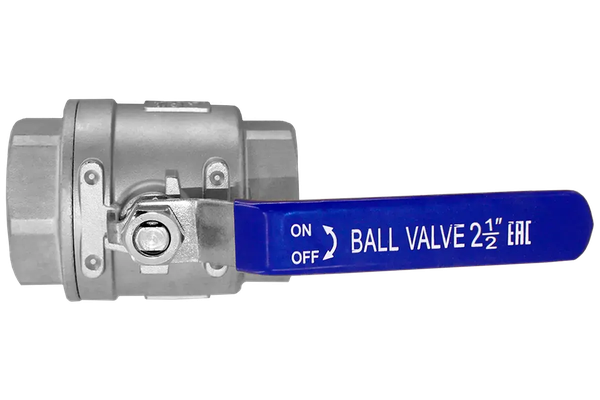 Кран шаровый муфтовый двусоставной нержавеющий (2PC), AISI304 DN65 (2_1/2"), (CF8), PN25