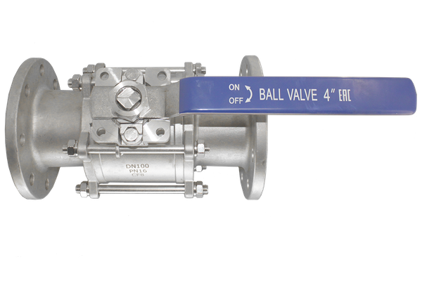 Кран шаровый фланцевый под привод нержавеющий (3PC), AISI304 DN 100 (4"), (CF8), PN16