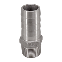 Штуцер елочка нержавеющий, AISI304 DN20 x 25mm (3/4" x 25mm), (CF8), PN16