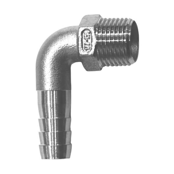 Штуцер елочка нержавеющий НР 90°, AISI304 DN15 (1/2") (CF8), PN16