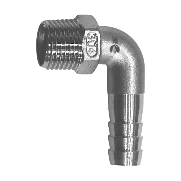 Штуцер елочка нержавеющий НР 90°, AISI304 DN15 (1/2") (CF8), PN16