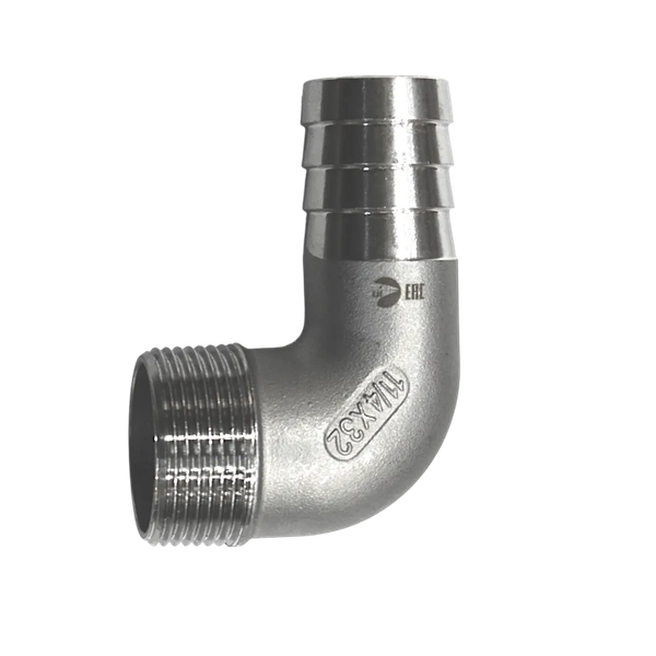 Штуцер елочка нержавеющий НР 90°, AISI304 DN32 (1_1/4") (CF8), PN16